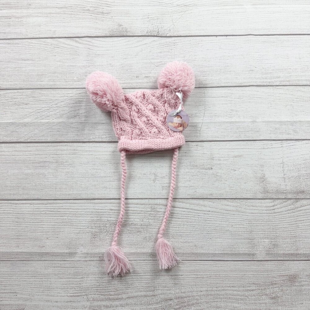 The Blueberry Hill Baby Girl Knit Hat Pink Quinn Pom Pom Beanie Newborn